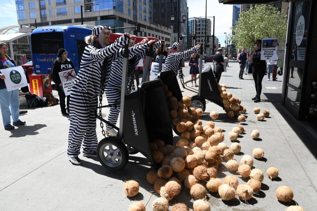 Chained PETA ‘Monkeys’ to Dump Coconuts at Whole Foods Over Ties to Forced Labor