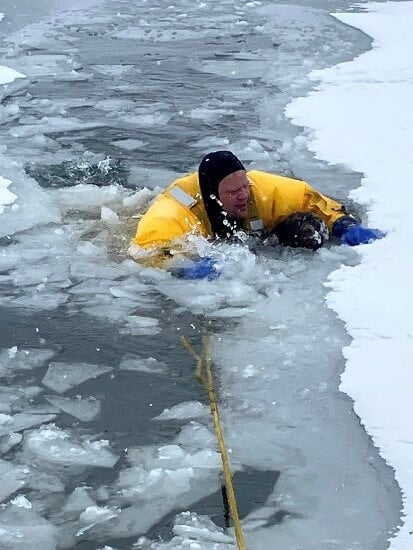 Georgetown Township Firefighters Nab PETA Award for Saving Dog From Frozen Lake