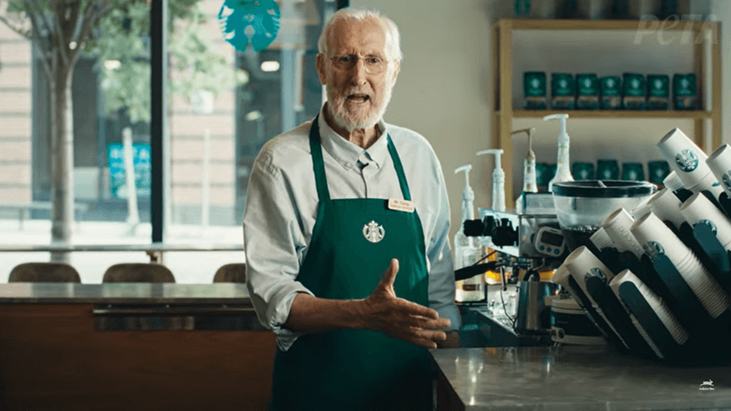 Phones of Starbucks Execs, Patrons to Play James Cromwell Video Slamming Vegan Upcharge