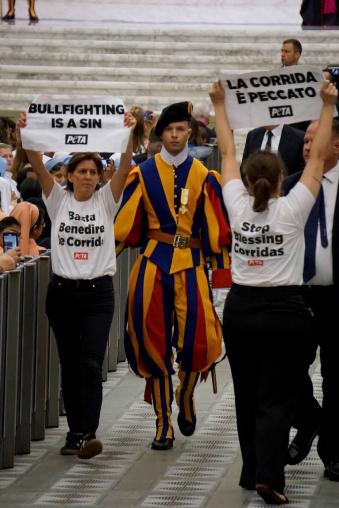 PETA U.K. Supporters Descend On the Vatican With a Message for the Pope: ‘Bullfighting Is a Sin!’