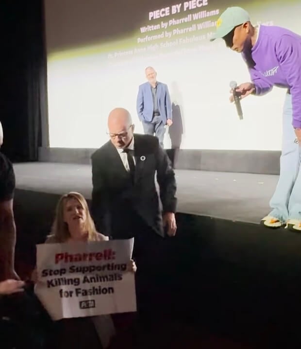 Pharrell Tells PETA Disruptor ‘You’re Right’ After Being Confronted Over Louis Vuitton’s Cruelty